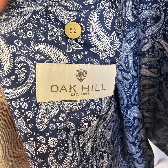 Oak Hill 3XL Linen Blend Blazer Tan Blue Paisley Lining Made in Vietnam - Picture 2 of 5